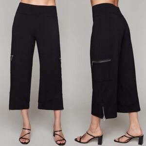 Compli K Cargo Pocket High Rise‎ Wide Leg Cropped Pants Side Zip Business Casual